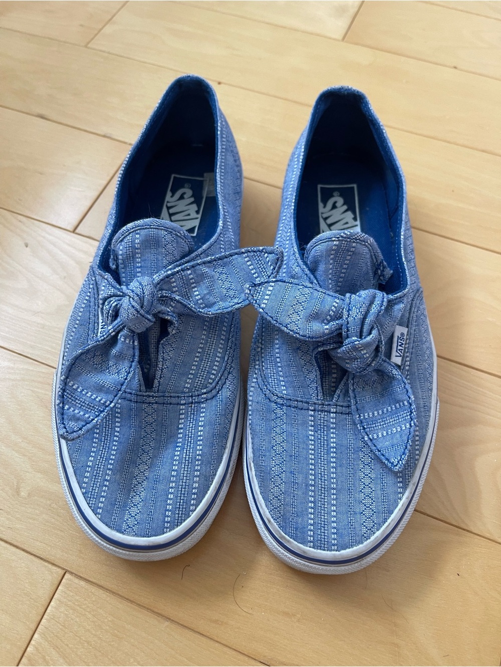 Vans Light Blue Patterned Slip-On Shoes with Bow